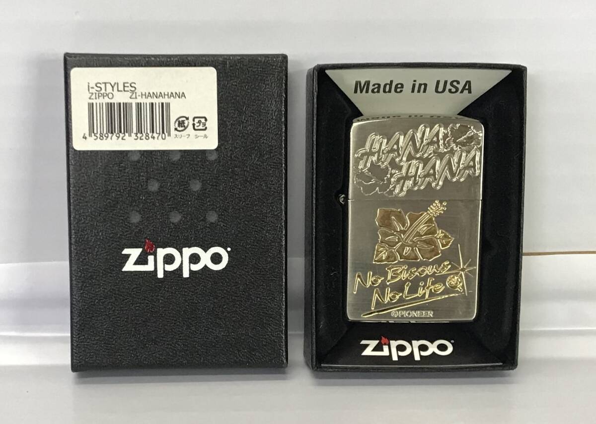 E02-2237 中古品 HANA HANA Zippo -No Biscus No Life- パチスロ ”ハナハナ”シリーズ ライター GENUINE Zippo PRODUCT 6525475の画像1