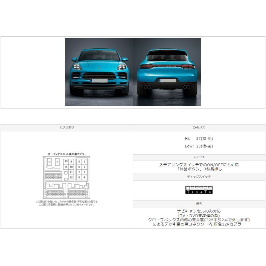 マカン 95B 後期 PCM搭載車 2019年6月～ ポルシェ IID TVキャンセラーキット テレビキャンセラーキット 日本製 PORSCHE_画像2