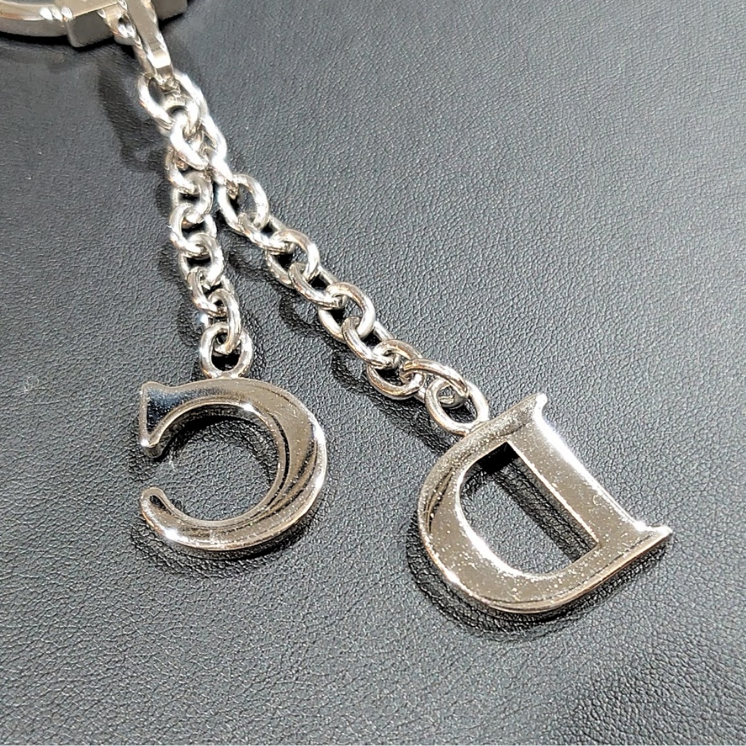 [ rare ]Christian Dior CD Christian Dior CD Logo rhinestone charm bag charm key holder silver [ free shipping ]