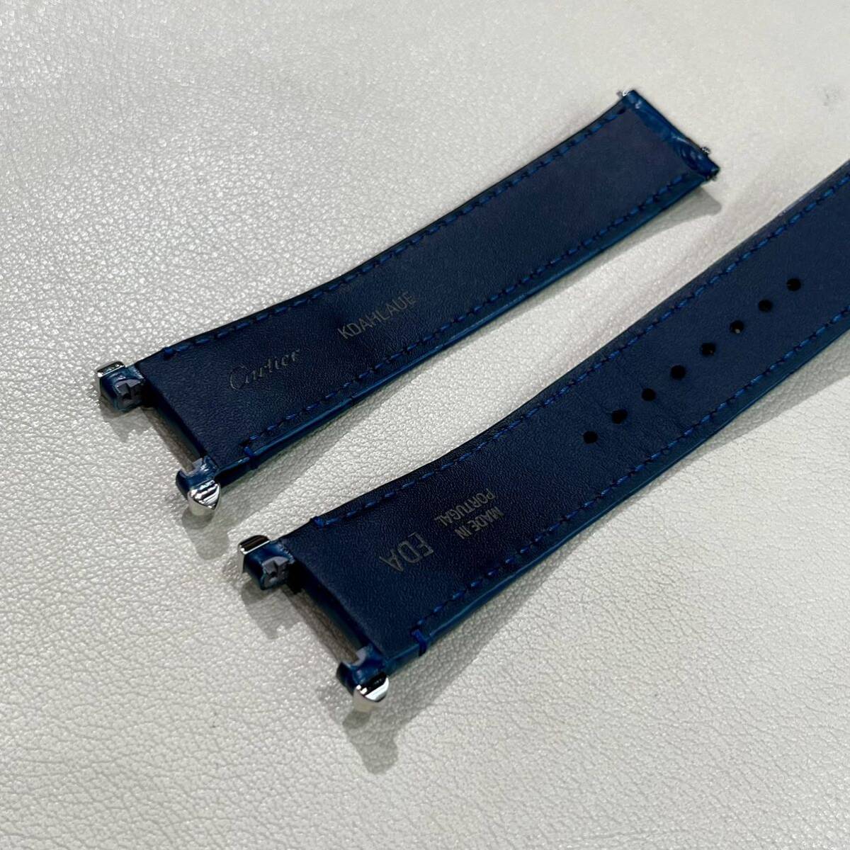 CARTIER Cartier Pacha original leather strap belt navy blue blur ndo clock C-1202