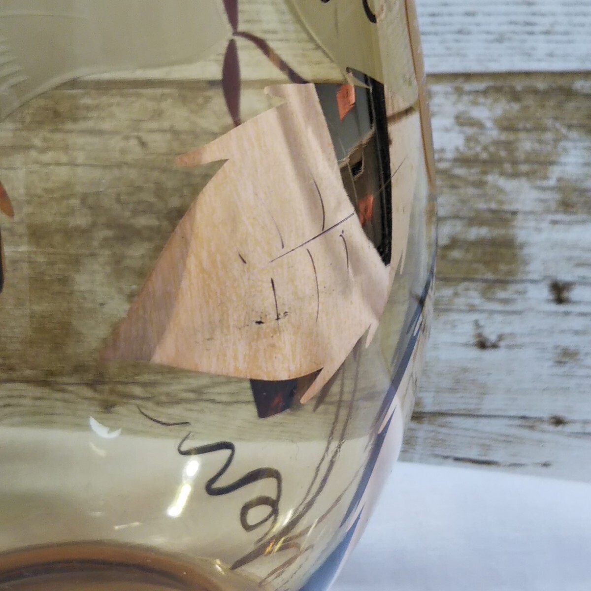 BOHEMIA ボヘミアグラス 金彩花紋アンバー ガラス製 花瓶 フラワーベース の画像9
