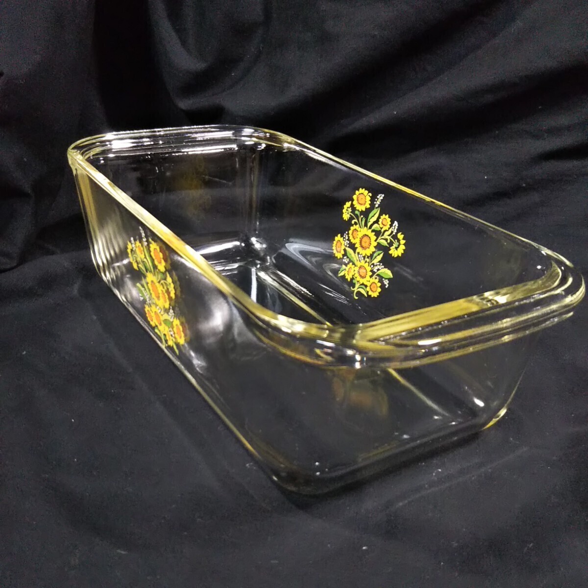 Pyrex( Pyrex ) company flower pattern. glass heat-resisting plate gratin plate pound cake 2 piece 