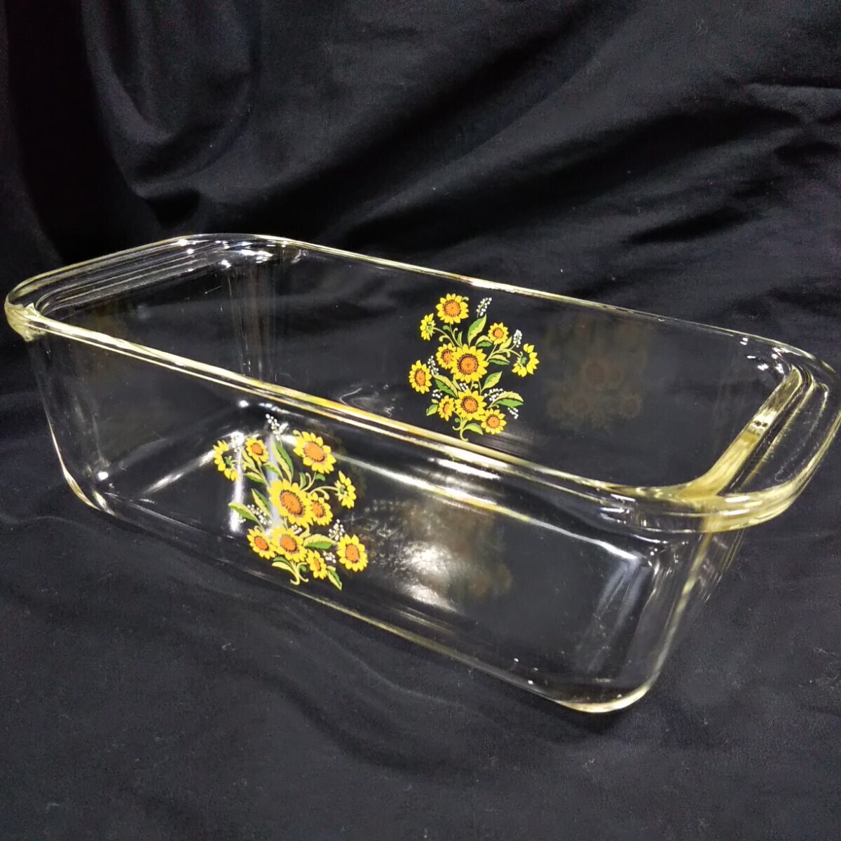 Pyrex( Pyrex ) company flower pattern. glass heat-resisting plate gratin plate pound cake 2 piece 