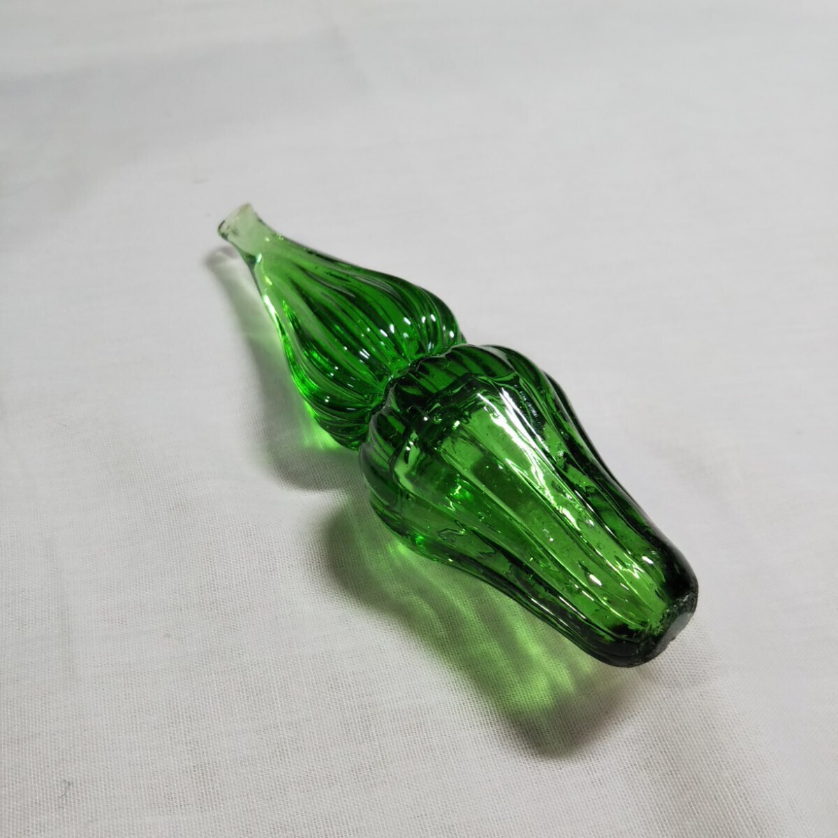 アンティーク 琉球ガラス 民芸ガラス 竹の子商事 花瓶 フラワーベース インテリア グリーン_画像10