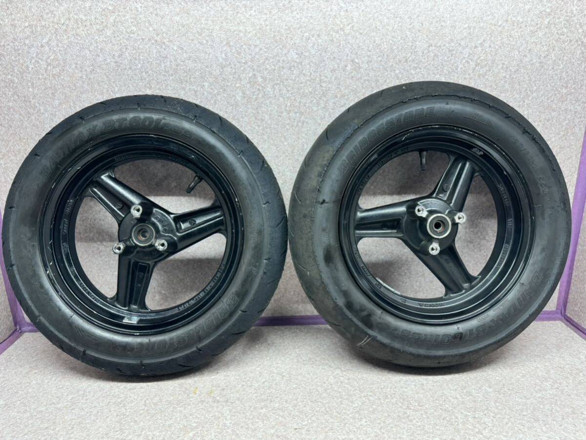 NSRminiで使用 純正 F.R ホイール タイヤ BT601 22年製 RS50 HRC nsr50 nsr80 AC10 HC06 NSRミニの画像1