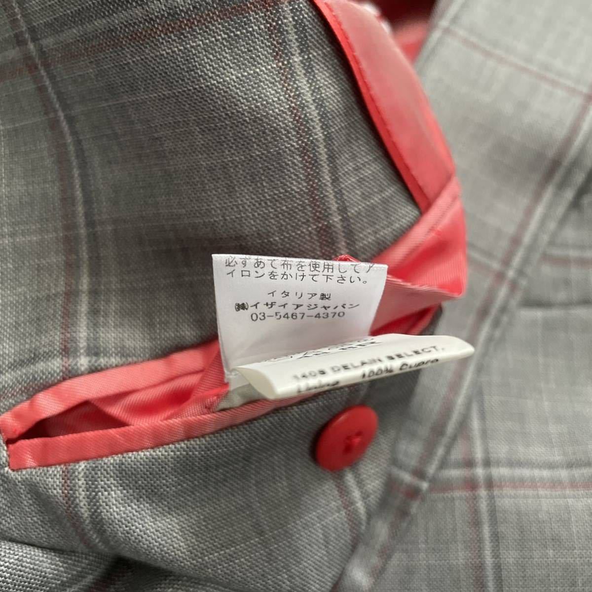 【送料無料】【美品】ISAIA イザイア ハイエンドモデル CAPRI super140’s ウィンドウペン 2B スーツ グレー 48 クリーニング済み_画像9