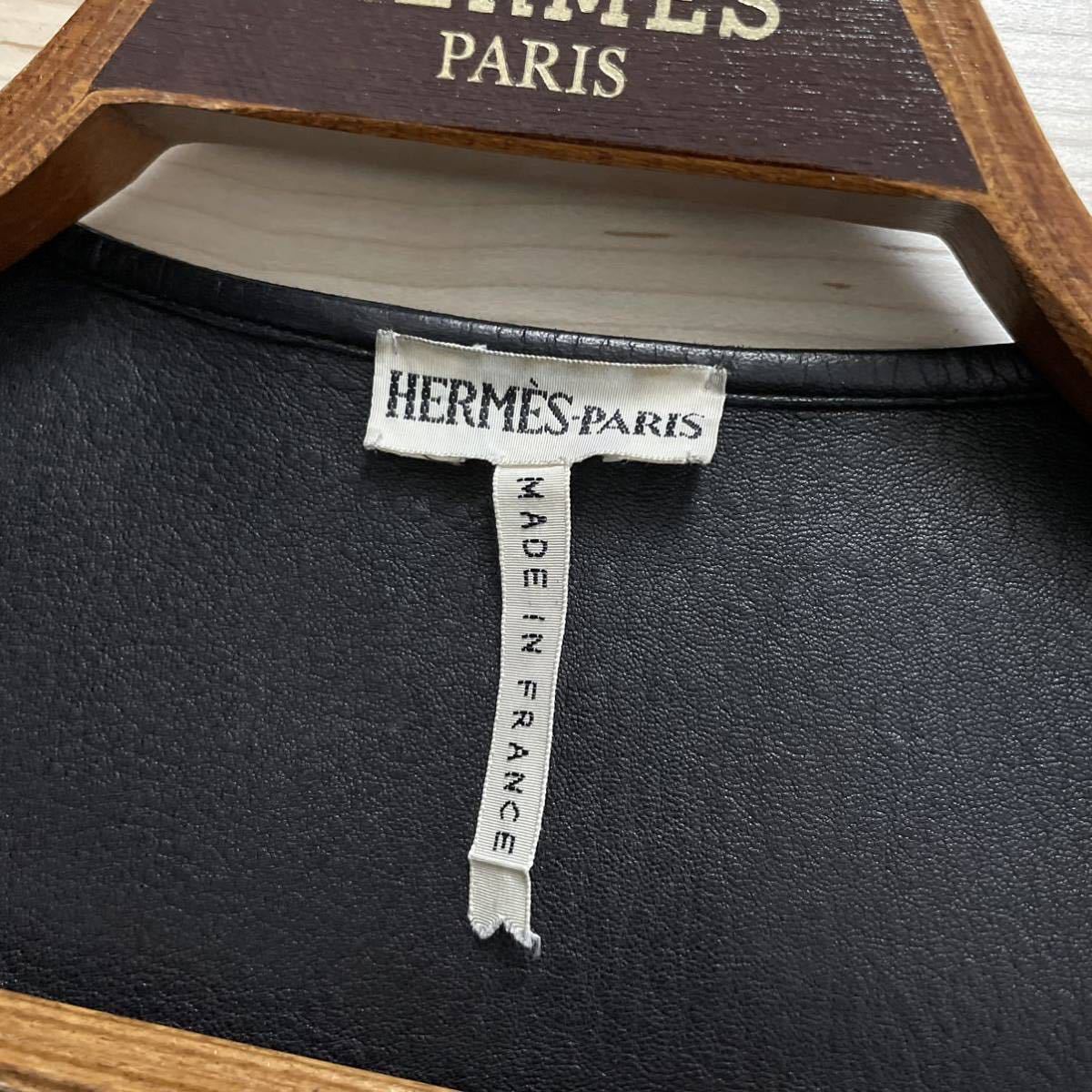 【送料無料】HERMES エルメス マルジェラ期 Hロゴ ラムスキン スエード ノーカラー ジャケット 黒 ヴィンテージ アーカイブ_画像7