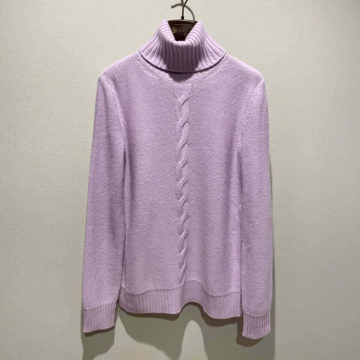 【送料無料】【美品】【定価20万↑】ロロピアーナ BABY CASHMERE ベビーカシミヤ ケーブルニット タートルネック セーター ピンク 38_画像5