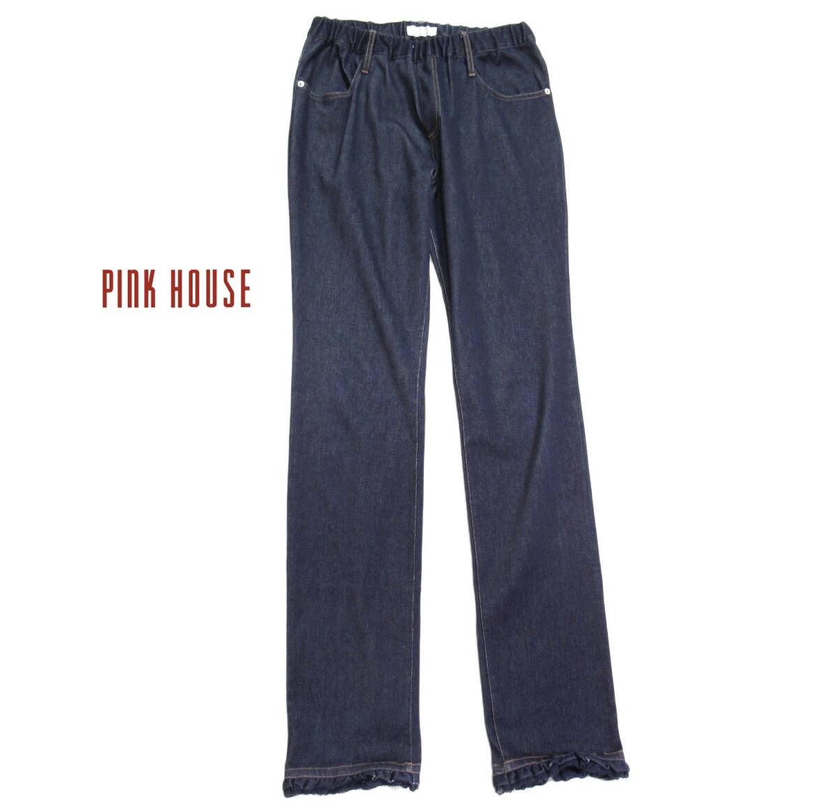 ピンクハウス PINK HOUSE 可愛い☆ 手洗い可能 ストレッチ 裾レース デザインパンツ L_画像1