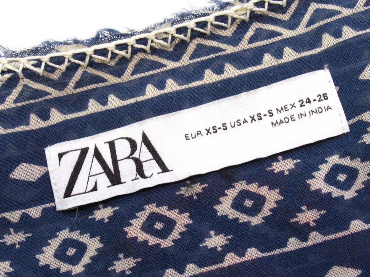 ザラ ZARA 大人可愛い☆ コットン エスニック 総柄 エンブロイダリー刺繍 ふっくら袖 ロングデザインカーディガン ガウン 羽織 XS-S_画像8