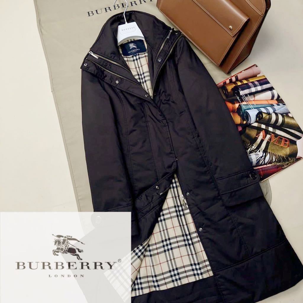 D22【魅惑のダブルジップ】参考価格18万●超美品BURBERRY LONDON●ダウン風ロングトレンチコート バーバリーコート レディース 大きめ_画像1