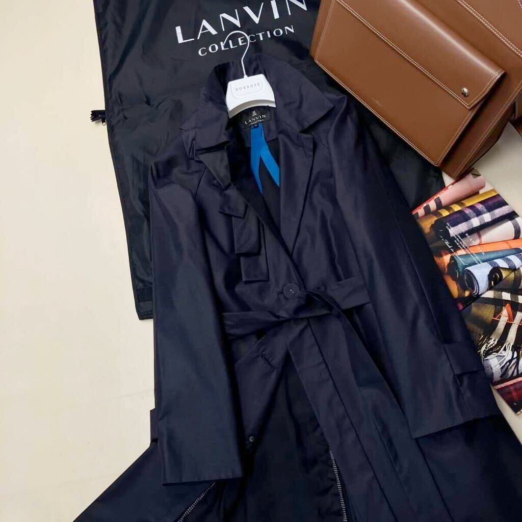 G19【上品な華やかドレス】定価14万 未使用品級●LANVIN COLLECTION●キュートなリボン●高級トレンチコート●レディース ランバンコートMの画像3