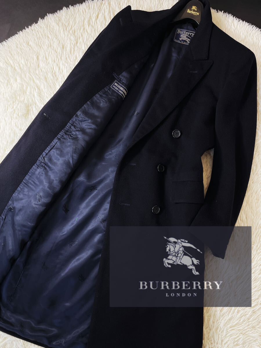 G9【完全頂点!!カシミヤ!!】定価20万 超美品●BURBERRY●ホース騎士総柄●イングランド製●チェスターコート●メンズ バーバリーコート_画像1