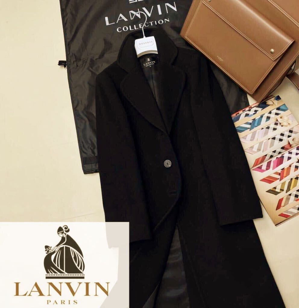 G18【極上カシミヤの極み】定価16万 未使用品級●LANVIN COLLECTION●上質肌触り●高級カシミヤチェスターコート●メンズ ランバンコート _画像1