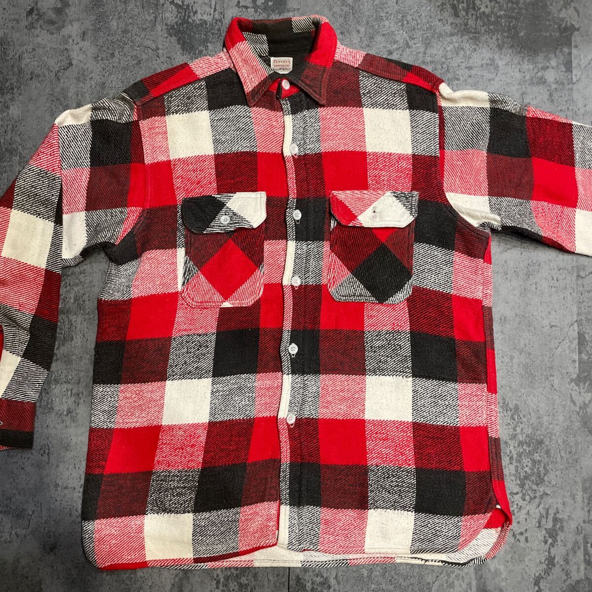 激レア】 50s PENNEY'S Flannel shirt マチ付き 激レア】 50s PENNEY'S Flannel shirt マチ付き