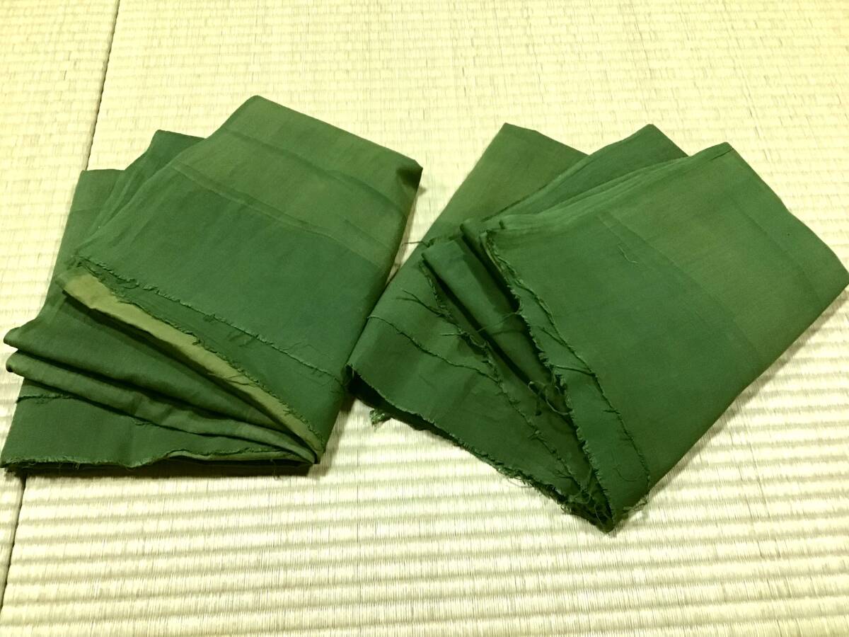 古布1100 木綿 無地 褪せた緑色 広巾103ｃｍ 長さ215ｃｍ×２枚 キルト パッチワーク リメイク材料の画像7