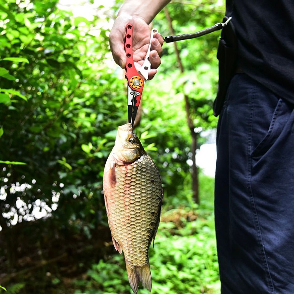 フィッシングプライヤー 軽量 持ち込み便利 カラビナ付き落下防止 釣り用品 アルミ合金 魚 フィッシュキャッチャー #d