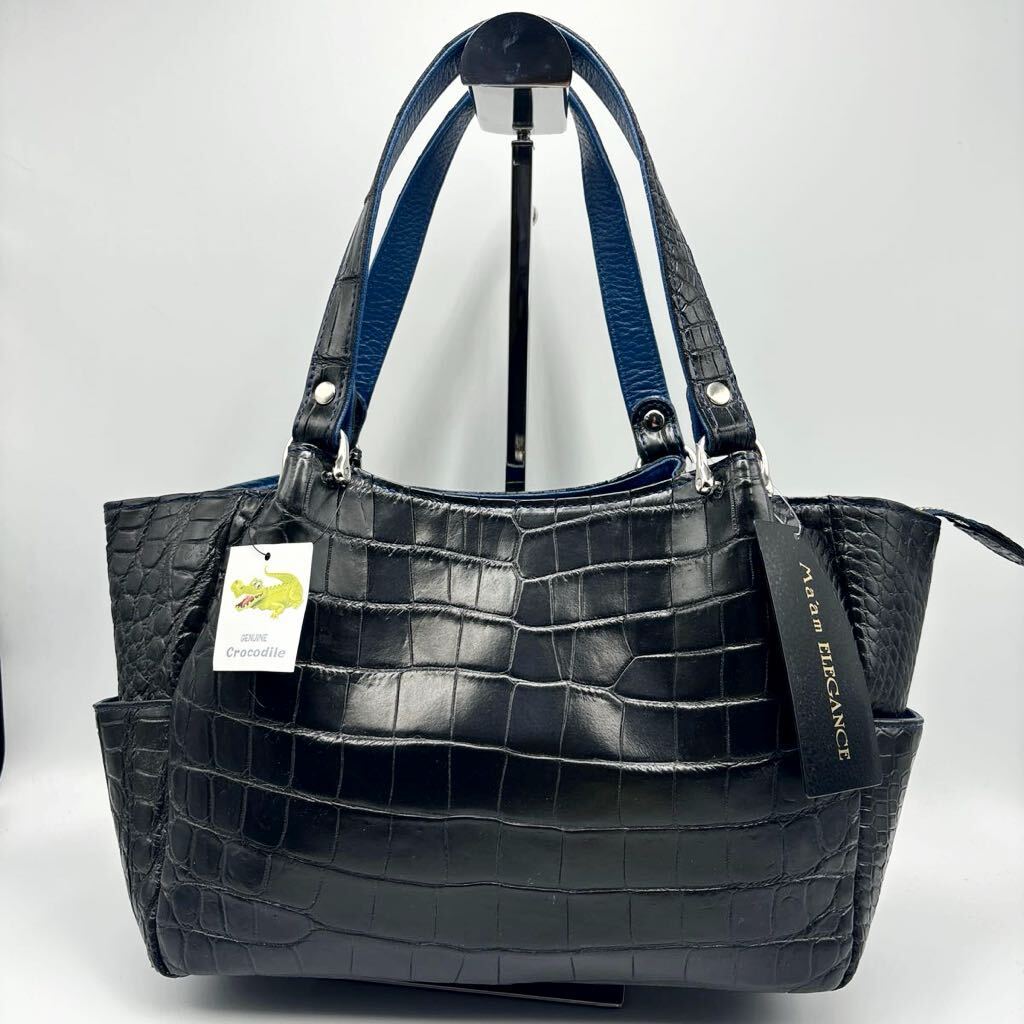 【未使用】 JRA認定 Maam ELEGANCE crocodile leather クロコダイル ワニ革 ハンドバッグ 本革 ブラック 黒 レディース FN240322_画像2