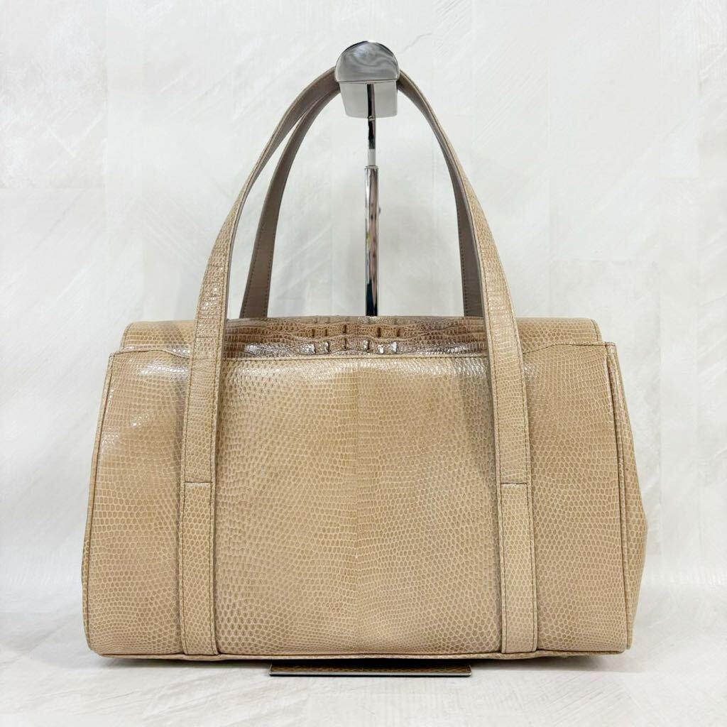 FN240322-【美品】JRA認定 クロコダイルレザー 高級 本革 ハンドバッグ ゴールド金具 レディース ワニ革 鞄 婦人バッグの画像2
