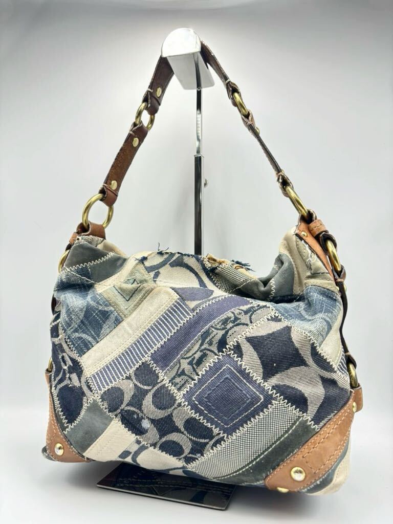 FN240322- COACH コーチ シグネチャー ワンショルダーバッグ 肩掛けバッグ パッチワーク 鞄 レディースの画像2