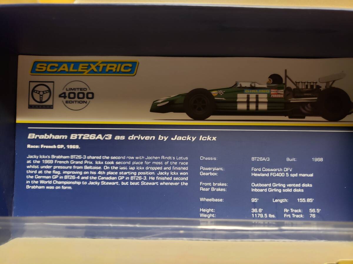 1/32 BRABHAM BT26A/3 ブラバム イギリス製 SCALEXTRIC スケーレックストリック 限定4000セット 絶版レア ジャッキーイクス グッドウッド の画像4