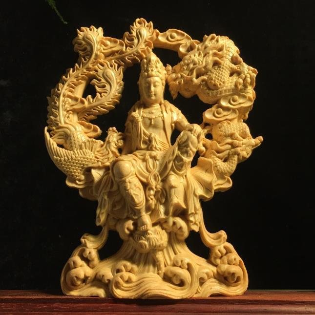 木彫 仏像 自在観音 観音像 観音菩薩 置物 彫刻 仏教美術 精密細工_画像1