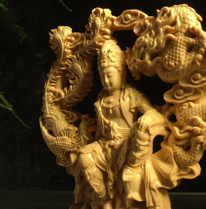 木彫 仏像 自在観音 観音像 観音菩薩 置物 彫刻 仏教美術 精密細工_画像5