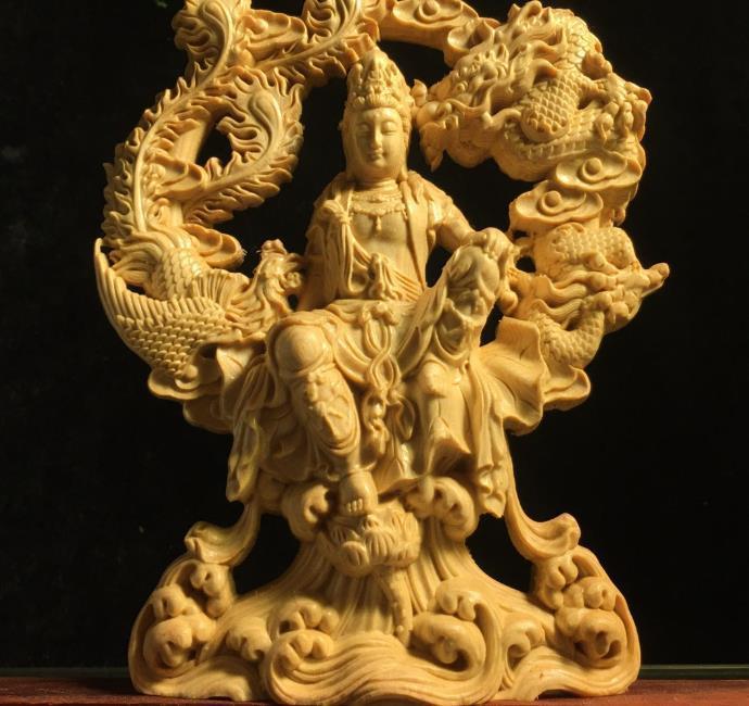 木彫 仏像 自在観音 観音像 観音菩薩 置物 彫刻 仏教美術 精密細工_画像3