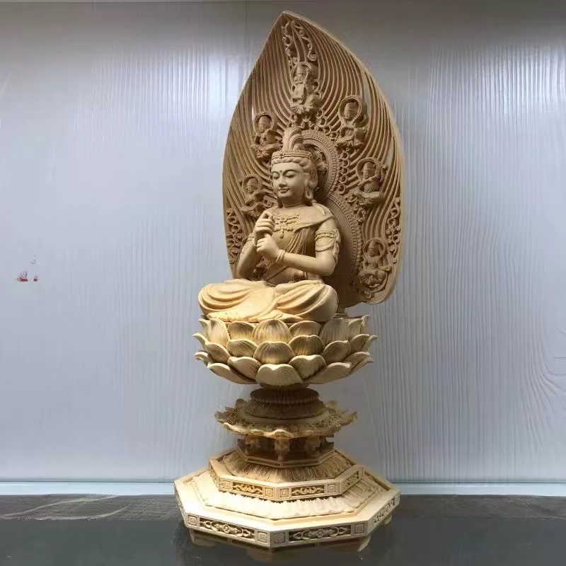  large day .. seat image ornament precise skill Buddhist image tree carving sculpture handicraft ... finishing goods height 31cm