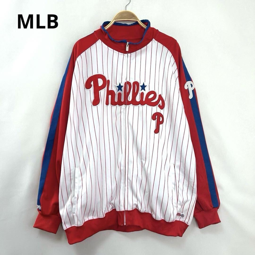 MLB フィラデルフィアフィリーズPhiladelphia Phillies 刺繍ロゴ ジップアップトラックジャケット ベースボールジャケット ジャージ