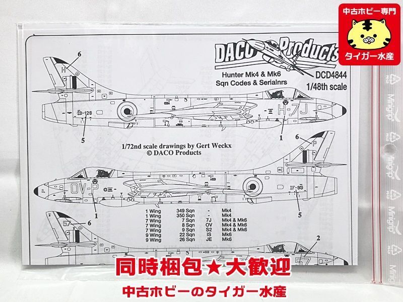 ダコプロダクト　1/48　ベルギー空軍ハンター Mk4&Mk6スコードロンコード&ナンバーデカール　 DACD4844　プラモデル　1円スタート　DACO_画像1