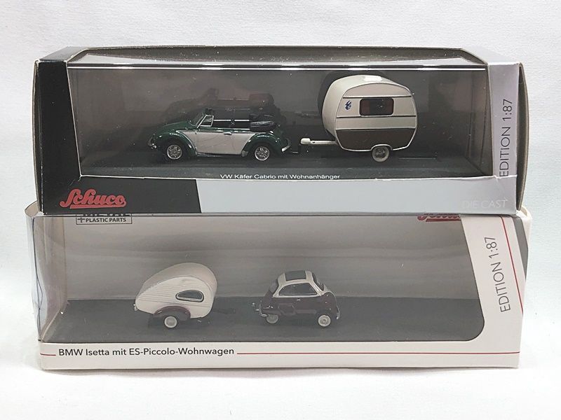  Schuco 1/87 BMW Ise taw/ ES piccolo Caravan * Caravan attaching VW Beetle convertible minicar including in a package OK 1 jpy start *S