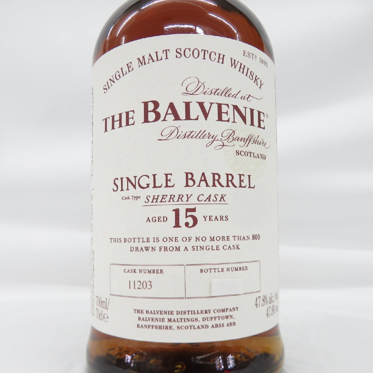 【未開栓】THE BALVENIE ザ・バルヴェニー 15年 シングルバレル シェリーカスク ウイスキー 700ml 47.8% 箱付 11520405 0323_画像3