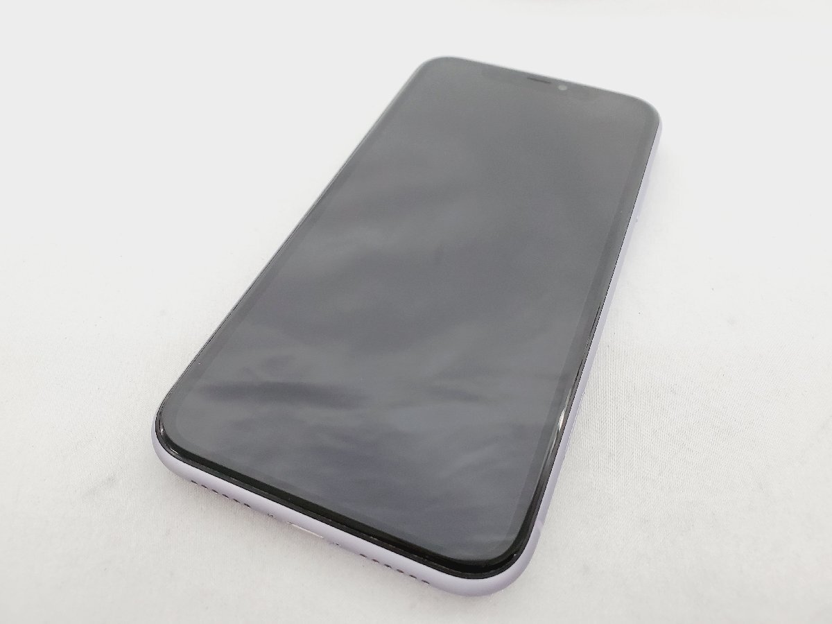 1円～【中古品】au by KDDI スマートフォン Apple iPhone11 64GB MWLX2J/A パープル ○ ※SIMロック解除済 11535905 0331の画像1