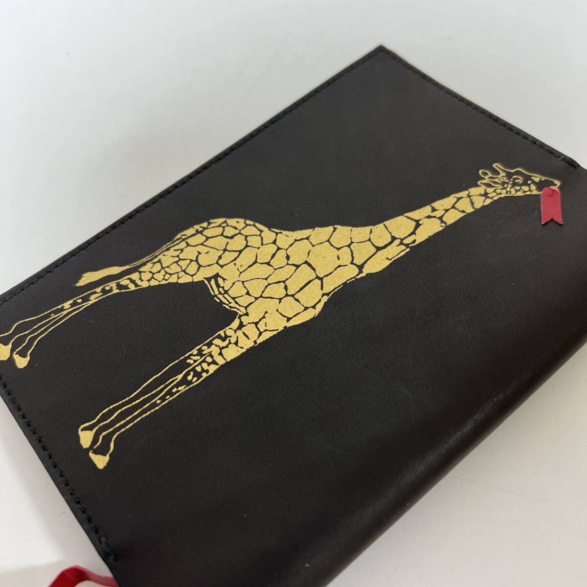 OZIOo geo leather book cover library book@ giraffe Gold black unused 