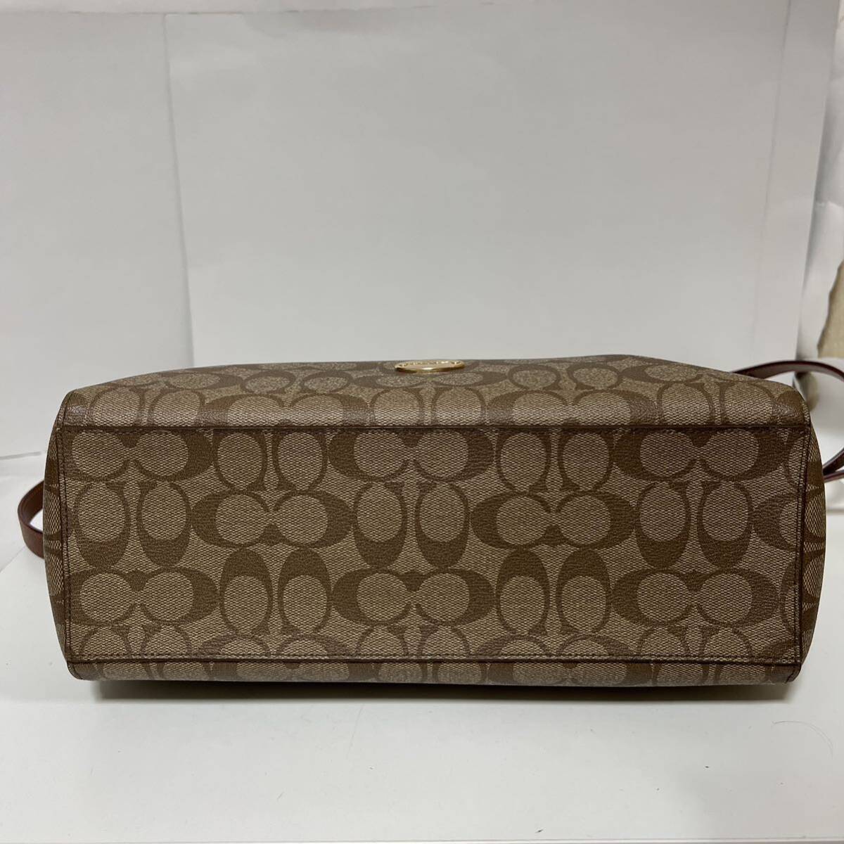 COACH コーチ 2WAYショルダーバッグ トートバッグ F34910 シグネチャー セレスト コンバーチブル ホーボー ライトブラウン 中古の画像5