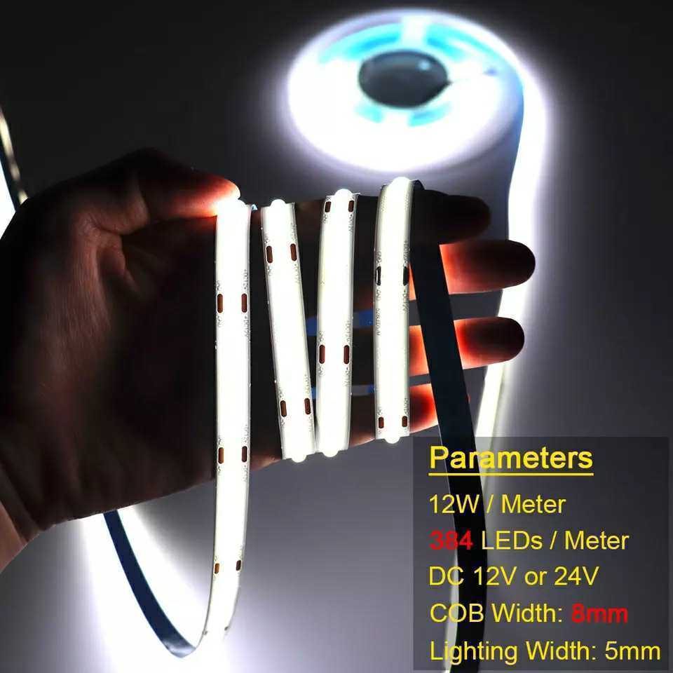 24V LED COB линия лента белый цвет люминесценция холодный белый 6000k не использовался длина 1 метров ширина 8 мм лампочка-индикатор проверка settled водонепроницаемый нет 