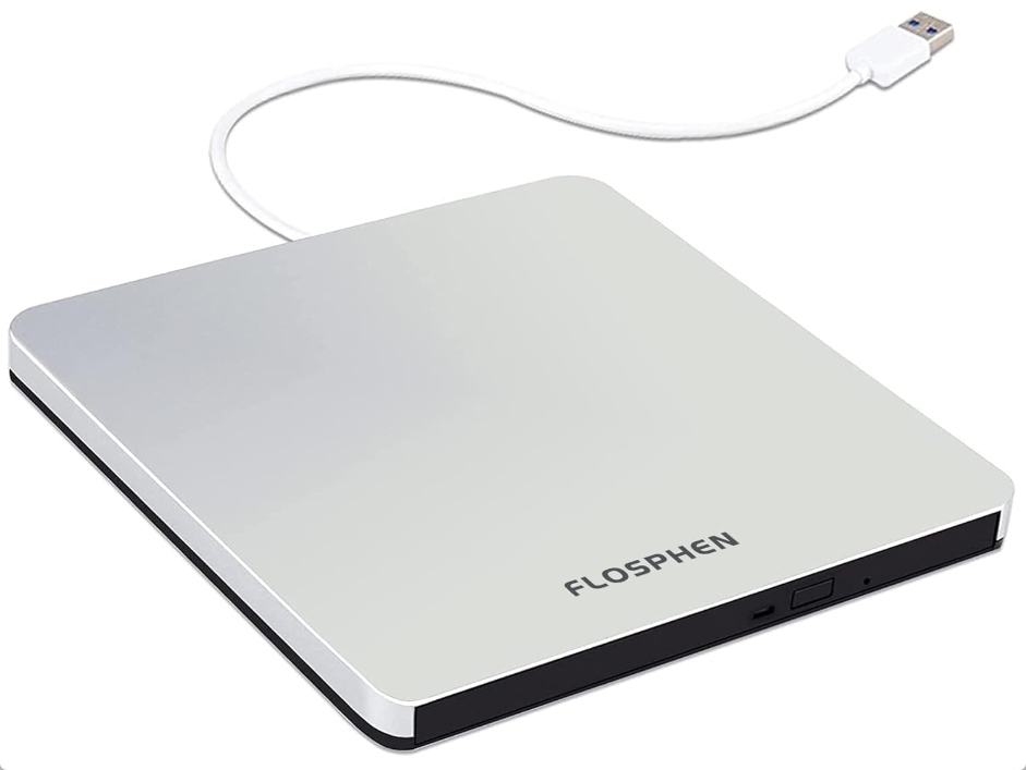 Flosphen 外付け CD/DVDドライブ 薄型ポータブル USB Windows/Mac/Linux対応 新品 送料込