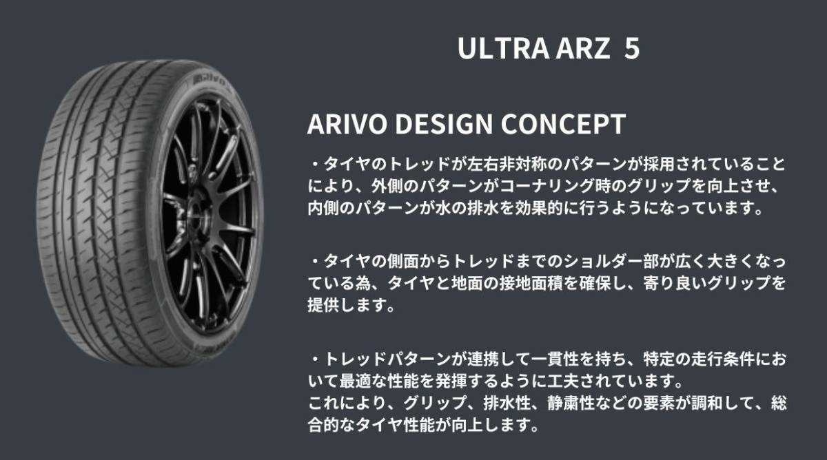 フロント 245/35R20 95W XL リア 285/30R20 99W XL ARIVO ULTRA ARZ5 新品 サマータイヤ 2本ずつセット N3399._画像8