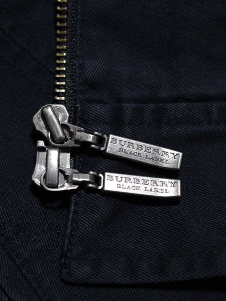BURBERRY ブラックレーベル 三陽商会正規品 部分チェック ジップ デザイン コットン ジャケット 黒 L_画像3