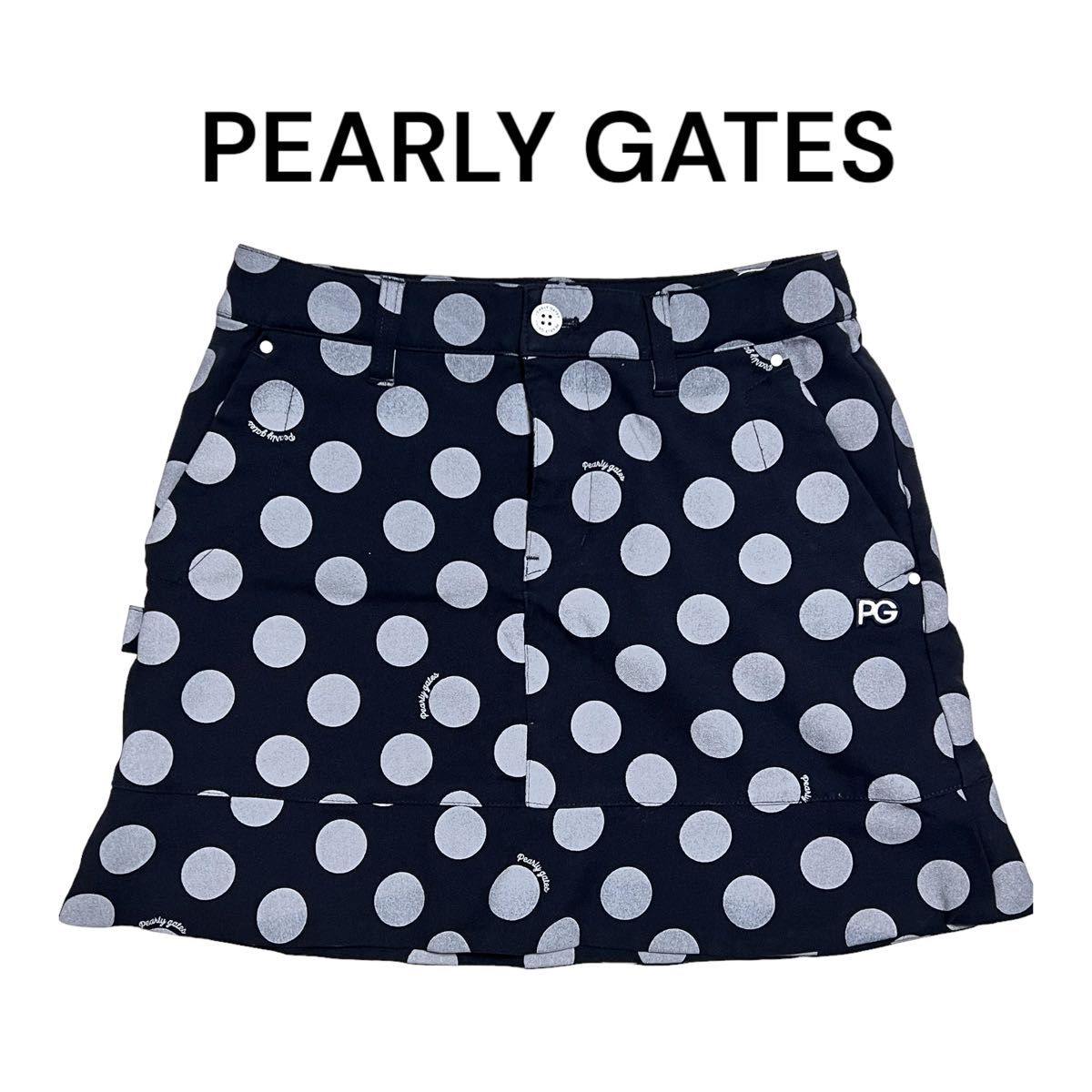 【美品】PEARLY GATES ゴルフスカート 0 ドット柄 ネイビー パーリーゲイツ 30周年 限定 総柄 ゴルフ スカート