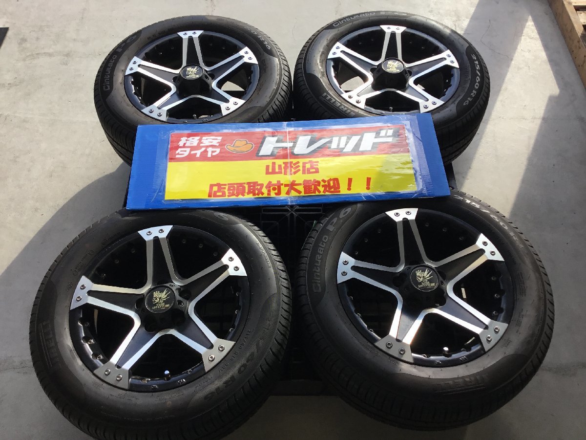 ★山形店 中古夏タイヤ＆アルミホイール4本セット WEDS アドベンチャー 1670 114 5H +35 & ピレリ CINTURATO P6 215/60R16 2020年 マークX_画像1