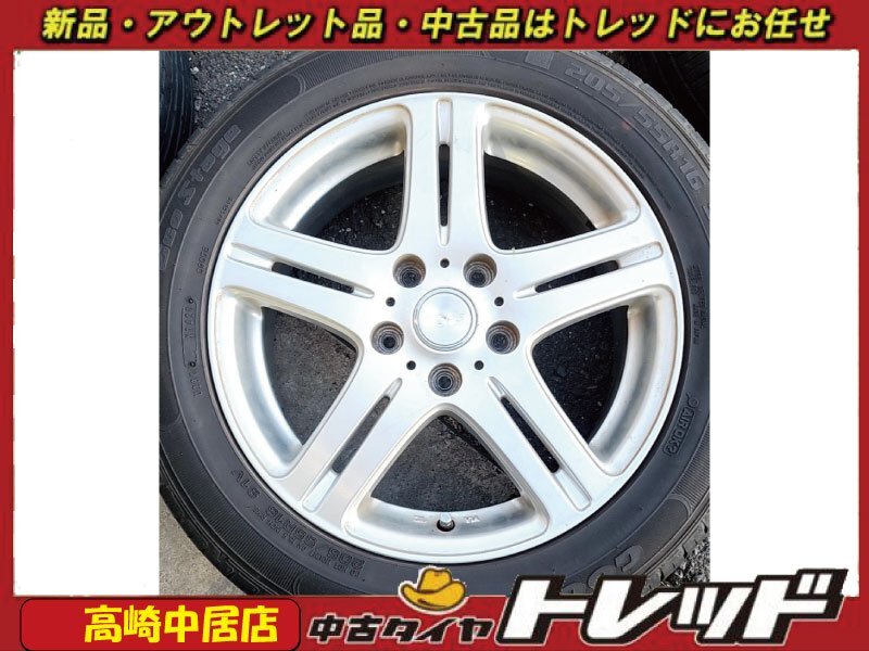 高崎中居店 中古サマータイヤ 4本セット DUFACT DF5 16インチ 6.5J +50 5H/114.3 × グッドイヤー GT-ECO STAGE/ピレリ P8 205/55R16の画像1