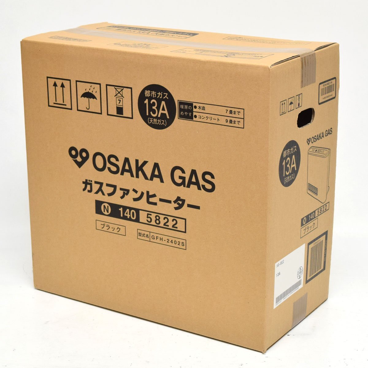 【未使用品】大阪ガス ガスファンヒーター 140-5822 GFH-2402S 都市ガス 13A用 7畳～9畳 ブラック [S207466]_画像2