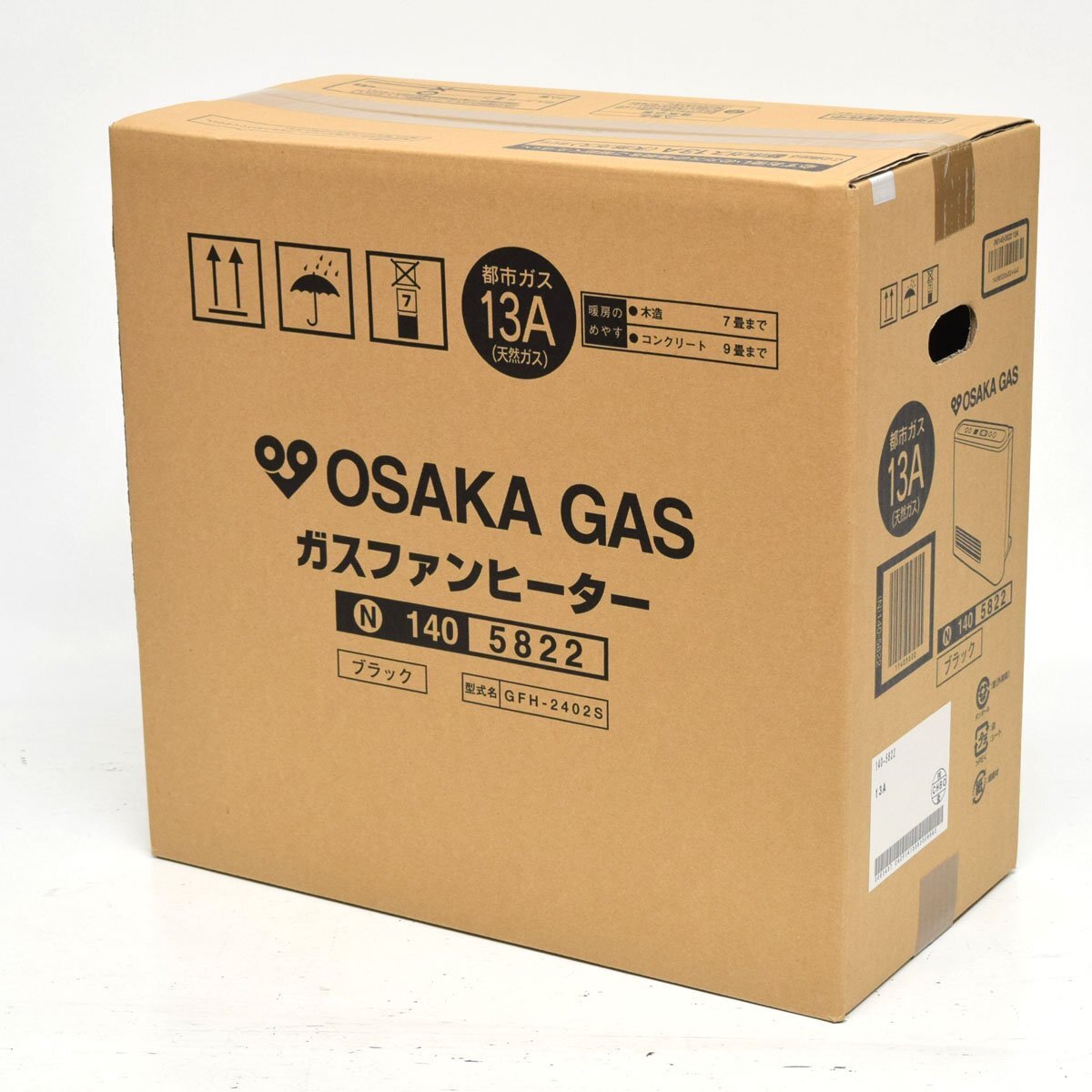 【未使用品】大阪ガス ガスファンヒーター 140-5822 GFH-2402S 都市ガス 13A用 7畳～9畳 ブラック [S207466]_画像1