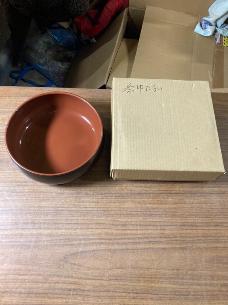 茶巾盥 茶巾たらい たらい 茶溢し 茶巾洗 茶道具 茶器 煎茶道具 箱付き 銅製_画像1