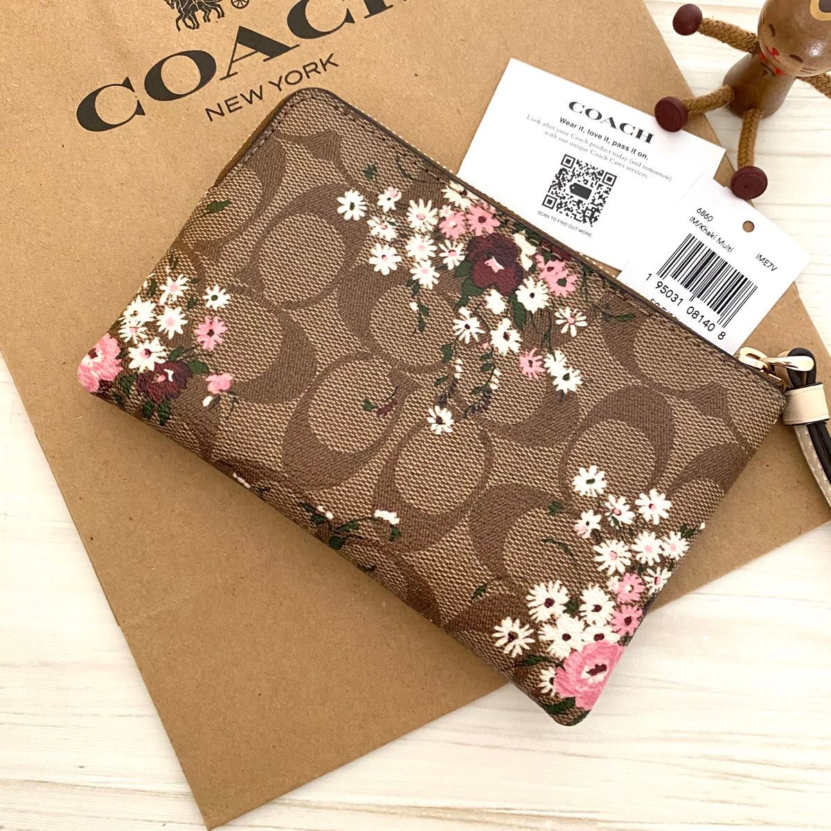  COACH コーチ ポーチ財布　コーナージップリストレット 花柄  タバコケース