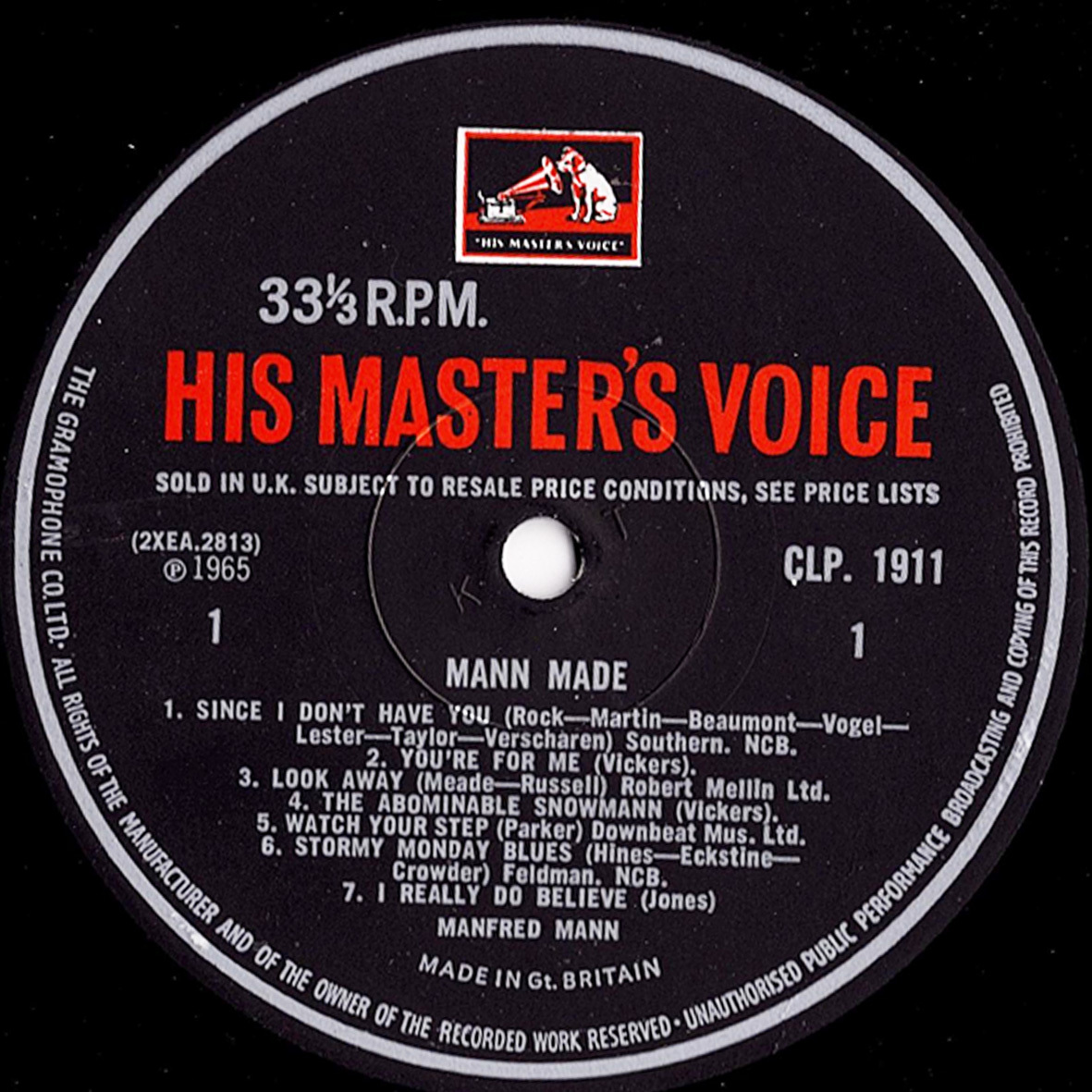 ◆LP◆Manfred Mann（マンフレッド・マン）「Mann Made」His Master's Voice CLP 1911、英国盤赤黒ラベル、初「-2 / -1」マト_画像3