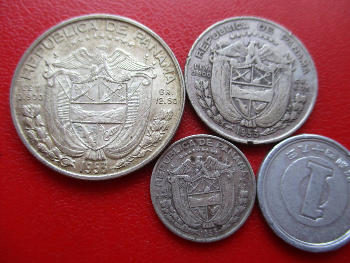  middle rice * panama ma*Panama*(1903~)1953 year * memory silver coin 3 sheets *10c~50c*18~30mm*ASW= 19g
