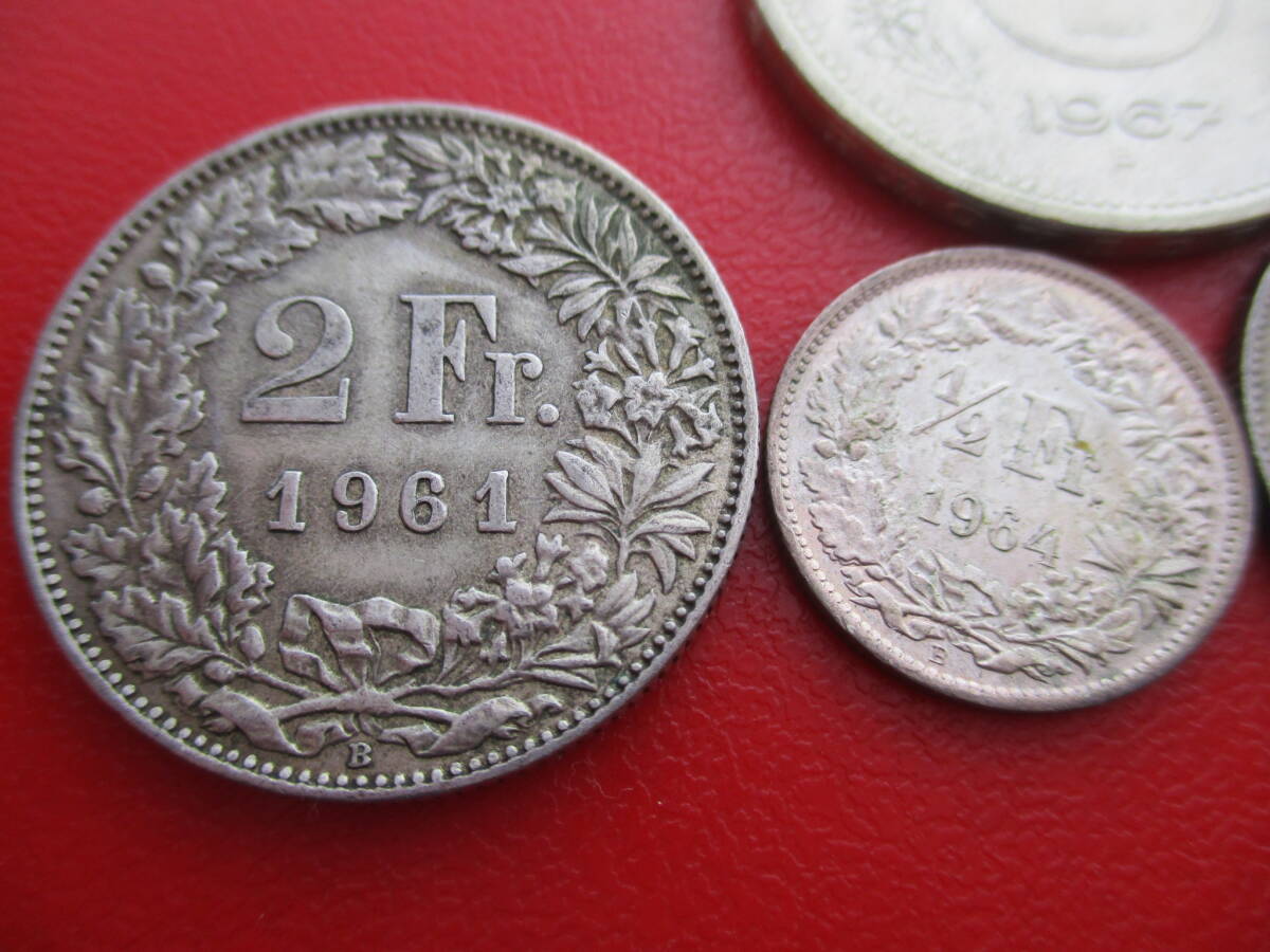 スイス★CH★銀貨５枚★半～５ フラン★1961～1967年★ASW= 31.3g_画像4